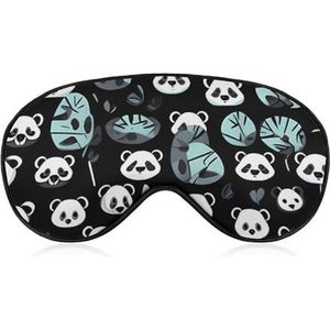 Lichtgewicht oogmasker met verstelbare riem, zwart-wit panda-gezicht bedrukt comfortabele slaap oogmaskers lichtblokkerende oogpatches oogbedekking voor kantoor, dutje reizen