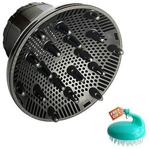 Universele haardiffuser, haardroger diffuser opzetstuk voor krullend en natuurlijk golvend haar, professionele föhn diffuser, verstelbaar van 3,55 cm tot 6,6 cm (Roze) (Zwart)
