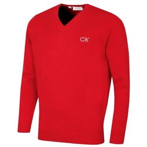 Calvin Klein Heren V-hals Tour Duurzame Golfsweater - Rood - S