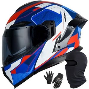 Systeemhelm Integraalhelm Motorhelm Met Dubbel Vizier Systeemhelm Integraalhelm Fietshelm DOT/ECE Goedgekeurde Integraalhelm Voor Motorraces A,L/59-60CM