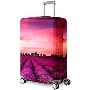 Reiskofferbeschermer, ritssluiting, koffer afdekking, wasbaar, met print, bagagecover 45-82 cm, paars, S(for18-20 inch luggage)