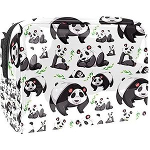 Make-up tas PVC toilettas met ritssluiting waterdichte cosmetische tas met Panda spelen met bamboe patroon voor vrouwen en meisjes