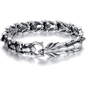 Sterling zilveren armbandArmbandVerstelbaarSterling zilveren armbandNieuwe zilveren draak armband heren dominante persoonlijkheid Trendy retro heren kiel straat handgemaakte ketting for geschenken (C