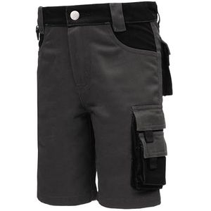 Nitras Motion TEX Kids 7602 Outdoorbroek voor kinderen, werkbroek kort, tuinbroek met gereedschapszakken, grijs, grijs, 146-152