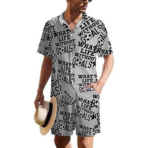 Soccer Goal Life Hawaiiaanse pak voor heren, set van 2 stuks, strandoutfit, shirt en korte broek, bijpassende set