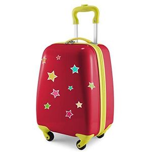 Hauptstadtkoffer - Kinderbagage kinderkoffer hardshell koffer boordbagage voor kinderen ABS/PC,, rood + stickers met sterren, kinderbagage