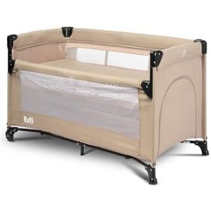 CARETERO Esti reisbedje met matras 120x60 cm - Opvouwbaar reisbedje voor baby's tot 15 kg - Vanaf de geboorte tot 4 jaar - Inclusief transporttas - Bruin