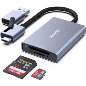 BENFEI SD 4.0-kaartlezer, USB-C/USB-A 2-in-1 geheugenkaartlezer, voor SDXC, SDHC, SD, MMC, RS-MMC, Micro SDXC, Micro SD, Micro SDHC-kaart, UHS-II en UHS-I kaarten