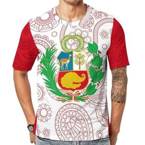 Peruaanse Paisley vlag heren korte mouw grafisch T-shirt ronde hals print casual tee tops M
