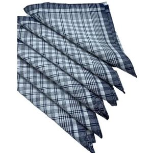 Set van 12 Zakdoeken - Blauw en Wit - 100% Katoen - 40 x 40 cm