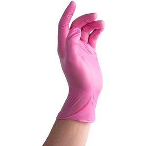 20/50/100 stuks roze nitril handschoenen for keukens, tuinieren, schoonmaken, autoreparatie, tatoeages, huishouden(Pink 100PCS,L)