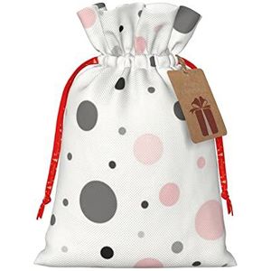 Roze Grijs Wit Moderne Polka Dot Patroon Gedrukt Gift Bag,S Kerst Gift Bags Met Trekkoord Xmas Gift Zakken Voor Cadeaus Verjaardag Bruiloft