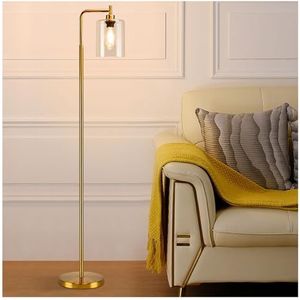 Metalen Vloerlamp Glazen Kap Led Messing Paal Boog Hoge Verlichting For Woonkamer Slaapkamer Kantoor Eenvoudige Armatuur E26 Goud Zachte Lichteffecten