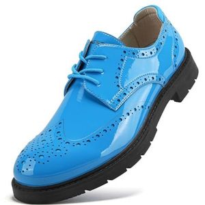SDEQA Heren leren golfschoenen, waterdicht, 9 spikes, casual antislip sportschoenen,Blauw,39 EU