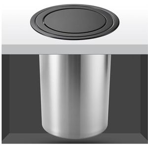 Aanrecht Ingebouwde Prullenbak Keuken Vuilnisbak, Desktop Prullenbak Afvalbak met Balance Flap Cover, RVS Afvalbak Prullenbak Container, Restaurant Creatieve Afvalgoot met Zwenkdeksel