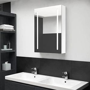 Prolenta Premium - Badkamerkast met spiegel led wit glanzend 50 x 13 x 70 cm