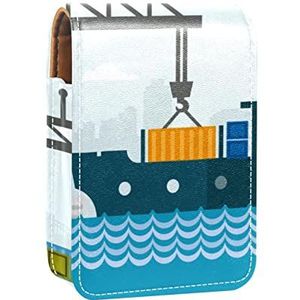 Verzending Cargo Draagbare Lipstick Case voor op reis, Mini Lipstick Opbergdoos met spiegel voor vrouwen dames, Lederen Cosmetische Pouch, Meerkleurig, 9.5x2x7 cm/3.7x0.8x2.7 in