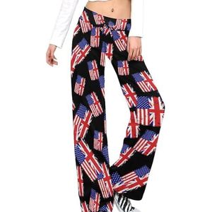 Britse Amerikaanse vlag damesbroek casual broek elastische taille lounge broek lange yogabroek rechte pijp