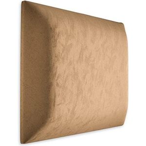 Muralo Fluwelen wandkussen, hoofdbord, met stof bekleed paneel, modern, luxe, voor in de slaapkamer of woonkamer, 30 x 30 cm, beige