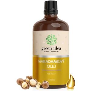 Green idea - Macadamia olie koudgeperst - 100 ml - zuiver & natuurlijk - dragerolie - voor huid - lichaamsverzorging - haarverzorging - droog haar - gespleten haarpunten
