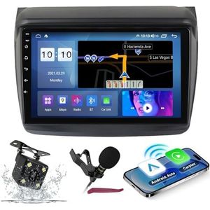 Android 14 Auto Stereo Navi voor M-itsubishi L200 (2008-2016) 9 ""QLED-scherm Autoradio met draadloze carplay Android Auto GPS-navigatie met Bluetooth 5.0 HIFI FM 5G-WiFi SWC MIC,M200s