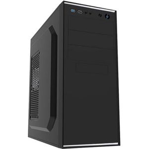 CiT Jet Stream Midi Case met zilveren streep en 500 W voeding - zwart, 41,20 x 41,20 x 18,00