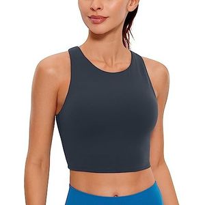 CRZ YOGA Dames Butterluxe Racerback Sport BH Gepolstert Ohne Bügel Crop Tops Longline Yoga Tank Top Fitness Sport BH echte marine XS