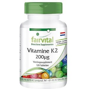 Fairvital | Vitamine K2 MK7 200mcg - HOOG GEDOSEERD - VEGAN - 120 tabletten - menaquinon van Natto - MK-7, menachinon-7