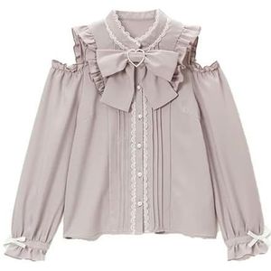 Elegante Vrouwen Blouses Shirt Japanse Lolita Kleding 2023 Nieuwe Off-Shoulder Lange Mouw Liefde Hart Blouses