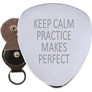 Keep Calm Practice Steel Gitaar Plectrum Gegraveerd in Sleutelhanger Houder