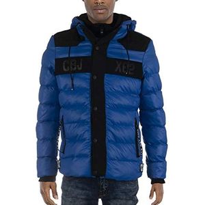 Cipo & Baxx Winterjas voor heren, gewatteerde jas, overgangsjas, jas met capuchon, warme jas, blauw, XL