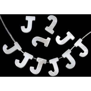 2/5/10 stuks natuurlijke witte letter schelp kralen parelmoer losse kralen ketting armband bedels accessoires voor sieraden maken-J-2pcs