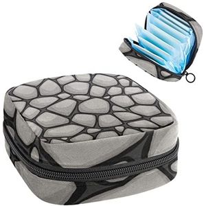 Maandverband Opbergtas, Periode Kit Bag voor School, Menstruatie Cup Pouch, Maandverband Pads Organizer Bag, Marmer Grijs Stenen Patroon