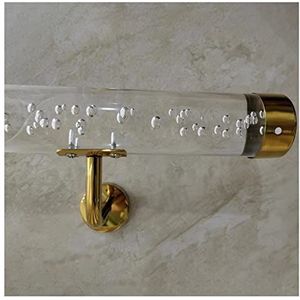 Trapleuning van helder acryl op maat - antislip aan de muur te bevestigen leuning for binnen- en buitengebruik(Gold bracket,150cm(5ft))