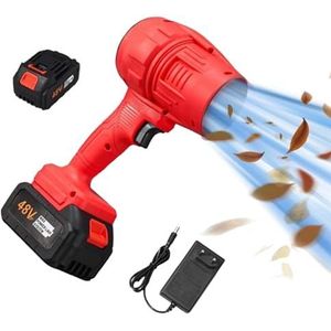 Anchester Turbo Jet Blower, Cordless Turbo Super Power Air Duster, 180000 RPM Handheld Car Dryer Air Blower, Stepless Speed Regulation Portable Dust Cleaner (Red +2 battery)