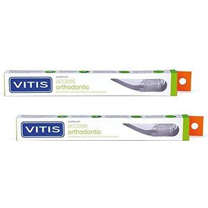 2 stuks - Vitis Orthodontische Tandenborstel Toegang Compacte Hoofd - Kleinere borstelkop die speciaal is ontworpen om orthodontische apparaten te verwijderen van orthodontische apparaten, Flexibele hals voor optimale reinigingshoek