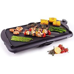 Duronic GP20 Elektrische grill | 2000 W Anti-aanbak Gourmet bakplaat | 52 x 27 cm | Teppanyaki grill | Vetopvangsysteem | Eenvoudige Schoonmaak | Verstelbare Temperatuur | Binnen BBQ | Tafelgrill