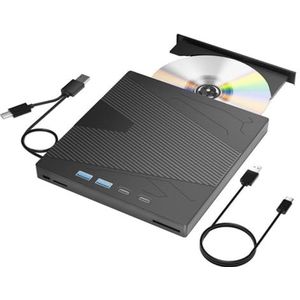 USB3.0 Type-C Externe CD/DVD-drive Met 4 USB-poorten En TF/SD-kaartsleuf CD/DVD-brander, Schrijver, Lezer Speler Gebruiksvriendelijk