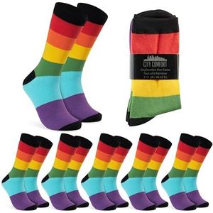 CityComfort Sokken voor heren, ademende crew sokken in multipack, Multi Regenboog Pack van 6, 40-45 EU