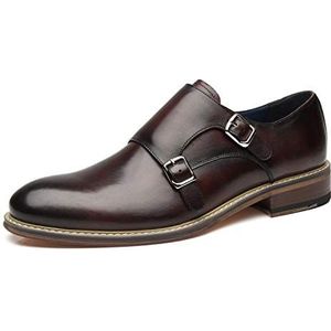 La Milano Mens dubbele monnik riem Slip op Loafer Cap teen leer Oxford Formal.