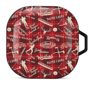 Houthakker en houtsman symbolen oordopjes hoesje compatibel met Samsung hard shell beschermhoes zwart-stijl