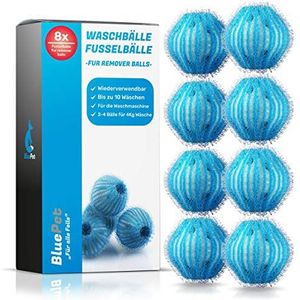 BluePet 8 x dierenhaarverwijderballen voor wasmachine, verwijdert dierenharen, pluisjes en pluisjes, haarvanger voor wasdroger, herbruikbare pluisballen, als haarvanger en drogerballen