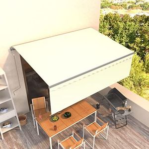 Rantry Automatisch intrekbaar zonnezeil met zonnedak, 4 x 3 m, crème, buitengordijn voor privacy, balkon, terras