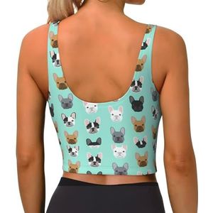 Franse Bulldog1 Print Casual Wear Vrouwen Sport Vest Yoga Vest Workout Vest Voor Vrouwen Lichtgewicht Trendy, Zwart, S