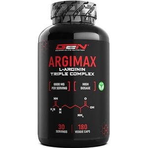 ARGIMAX - L-Arginine Triple Complex - 6600 mg per dagelijkse portie - Premium: Complex van AAKG, L-Arginine HCL & Arginine Nitraat - 180 Capsules - Hoge Dosis - Veganistisch