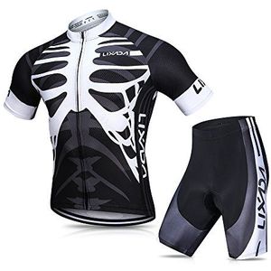 Lixada Fietsshirt voor heren, ademend, Quick-Dry korte mouwen, wielersportshirt + met gel gevoerde shorts