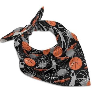 Basketbal sportpatroon vrouwen vierkante zijden gevoel sjaal halsdoek bandana's hoofdsjaals zonnebrandcrème sjaal wrap 63,5 cm x 63,5 cm