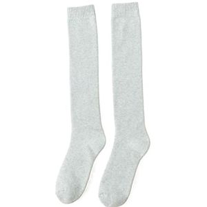 2PC herfst winter kniekousen puur katoen plus fleece warme sokken effen kleur unisex lange kniekousen(White)