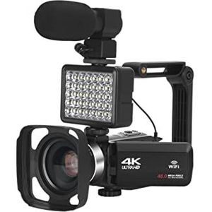 Vlogcamera, Professionele videocamera camcorder, ultra HD Camcorder met microfoon ingebouwd licht vlogging wifi 16x digitale zoomrecorder(16G SD card)