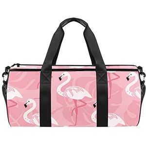 Flamingo Patroon Reizen Duffle Bag Sport Bagage met Rugzak Tote Gym Tas voor Mannen en Vrouwen, Flamingo Patroon Roze, 45 x 23 x 23 cm / 17.7 x 9 x 9 inch
